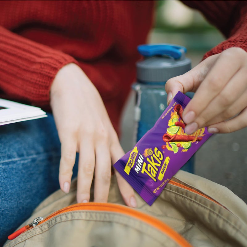 Taki's Takis Fuego Mini 25 pc / 1.23 oz Bite Size Multipack, Hot Chili Pepper & Lime Flavored Extreme Spicy Rolled Tortilla Chips - Image 4
